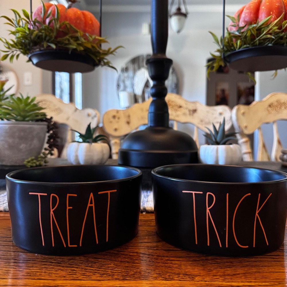 Rae Dunn Trick Treat Bowls Set Black Orange‎ Halloween Candy Dishes